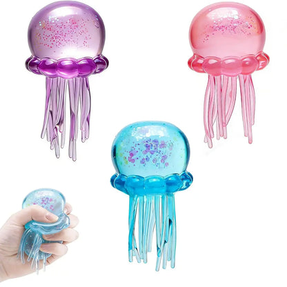 Soft Gel Filled Sensory Squeeze Toy, Stretchy Elastic Squishy Stress Relief Ball, Calming Anxiety Reducing Hand Fidget, Cute Relaxing Jelly Texture, Fun Portable Handheld Squeeze Toy Gift for All Ages