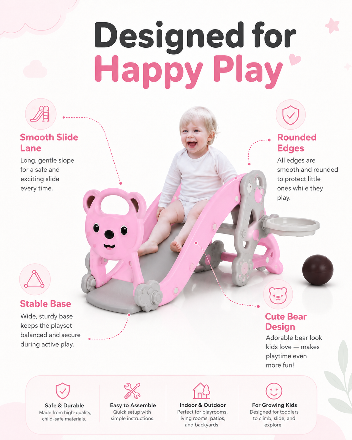 Tivaro™ 5-in-1 Toddler Slide & Rocking Climber – Indoor Outdoor Activity Playset for Ages 1–5