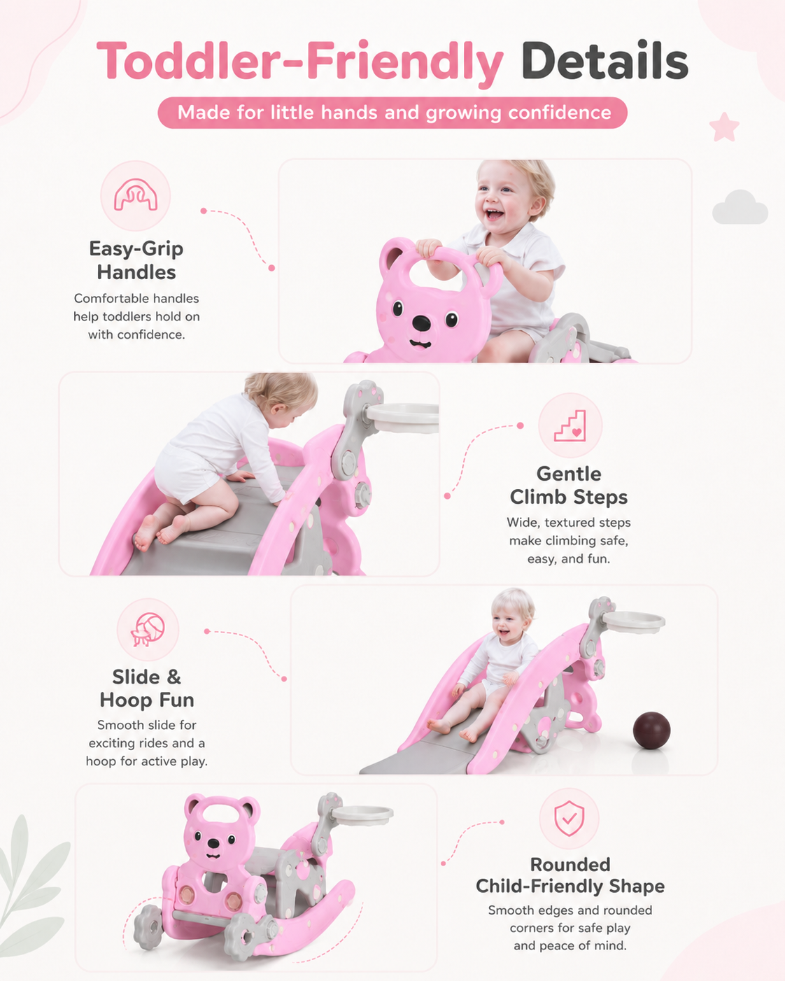 Tivaro™ 5-in-1 Toddler Slide & Rocking Climber – Indoor Outdoor Activity Playset for Ages 1–5